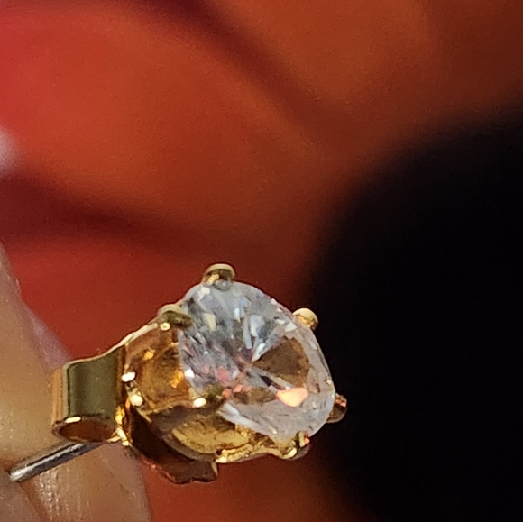 Womens Oval Diamond Gold Studded Earrings - Picture 4 of 5